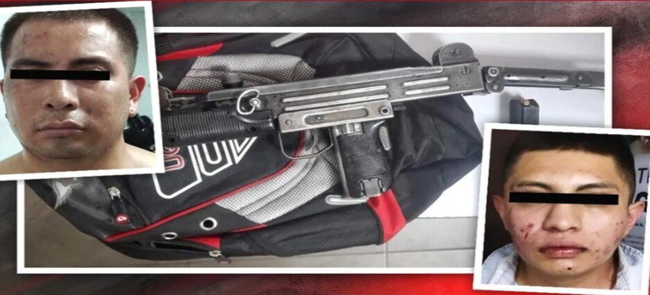 Detienen a 2 hombres que 'paseaban' con subametralladora en calles de Neza