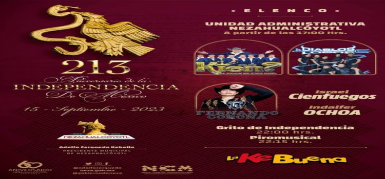 Anuncian cartelera de Fiestas Patrias para el Grito en Nezahualcóyotl