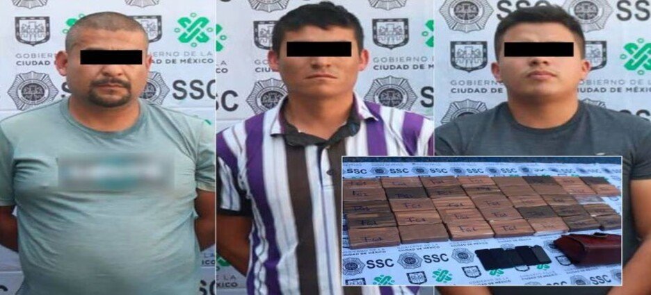 Detienen a 3 sujetos con 37 paquetes de cocaína en la Agrícola Pantitlán