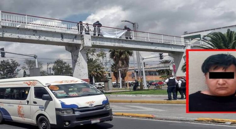 Detienen a sujeto que intentó poner una manta amenazante en puente peatonal de Neza