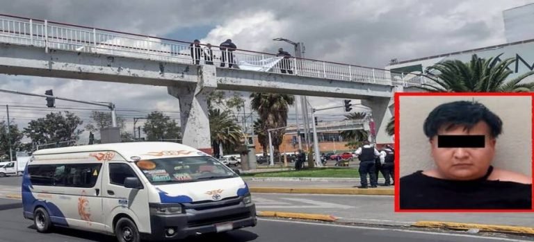 Detienen a sujeto que intentó poner una manta amenazante en puente peatonal de Neza