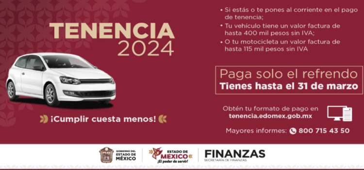Nuevo formato de pago en línea para tenencia 2024 en Edomex