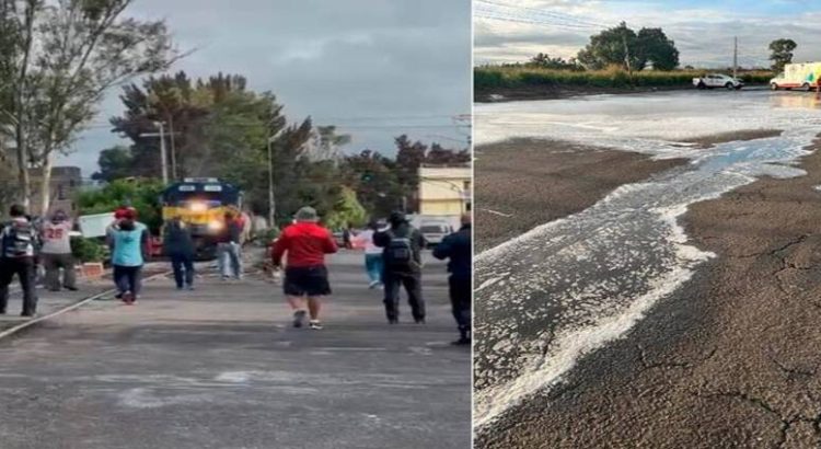 Bloquean el paso de ferrocarril por encharcamientos de combustible en Neza