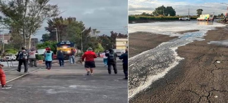 Bloquean el paso de ferrocarril por encharcamientos de combustible en Neza