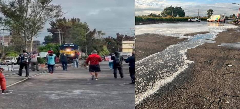 Bloquean el paso de ferrocarril por encharcamientos de combustible en Neza