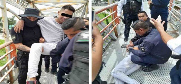 Policías salvan a joven que intentó arrojarse de un puente en Neza