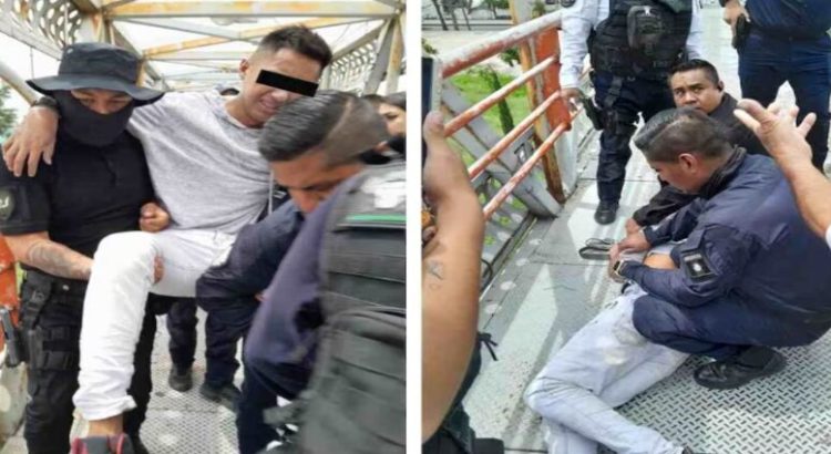 Policías salvan a joven que intentó arrojarse de un puente en Neza