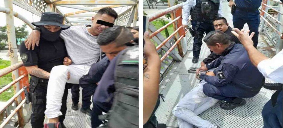 Policías salvan a joven que intentó arrojarse de un puente en Neza