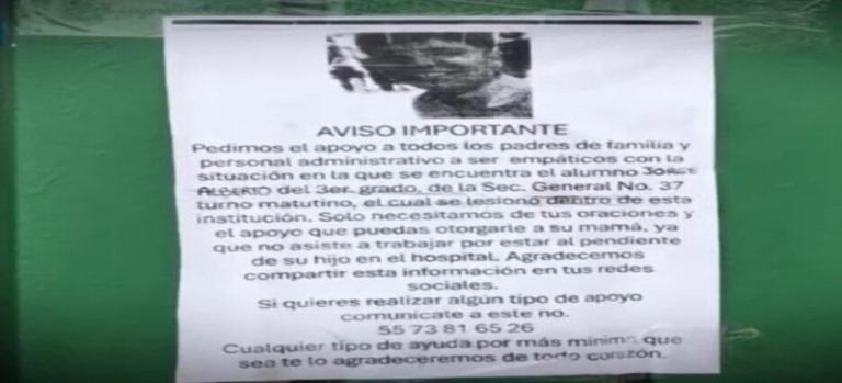 Alumno accidentado en secundaria de Neza se encuentra grave