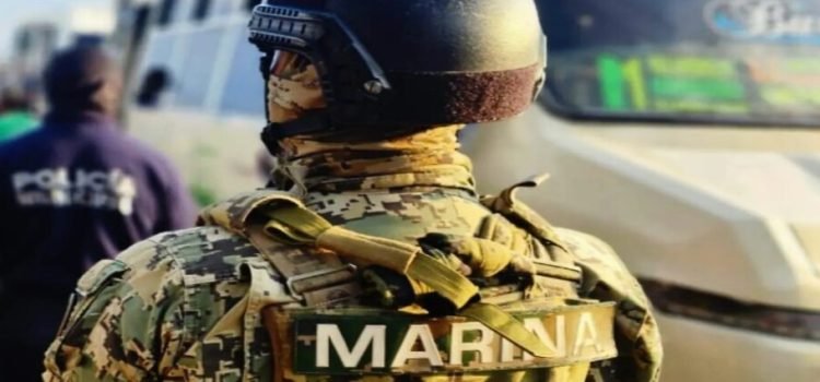 Elementos de la Marina realizan inspecciones en el transporte en Neza