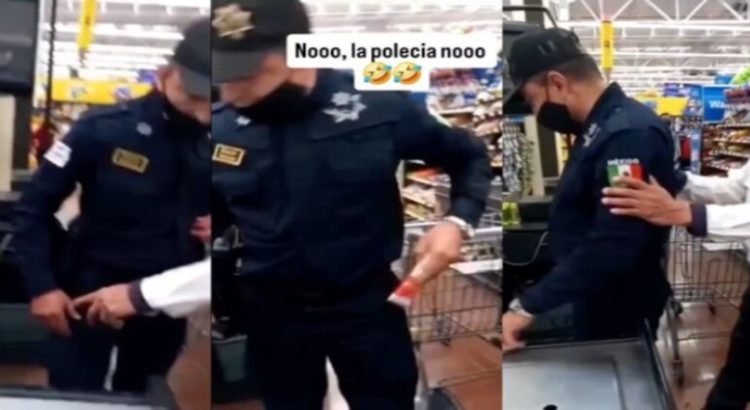 Captan a policía de Neza robando productos en tienda