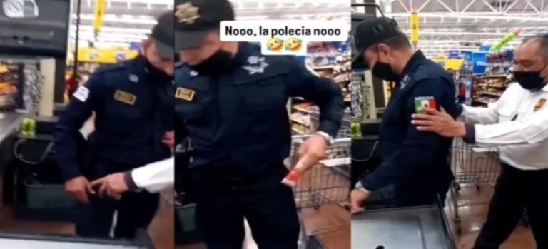 Captan a policía de Neza robando productos en tienda