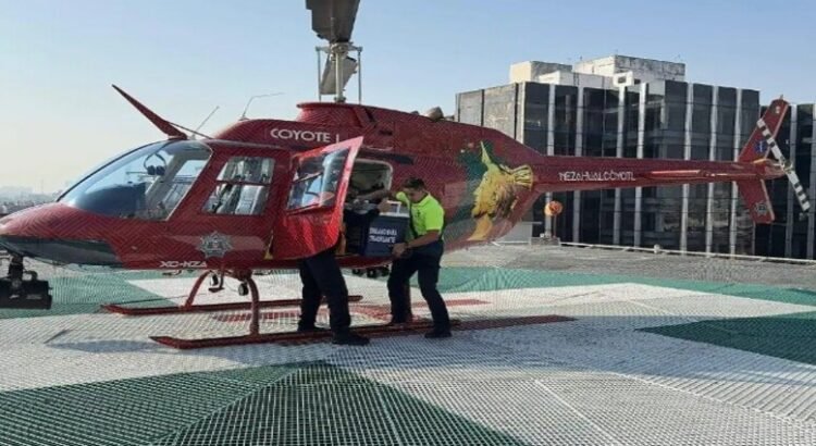 Helicóptero Coyote 1 de Nezahualcóyotl transporta órganos para un trasplante en Cdmx